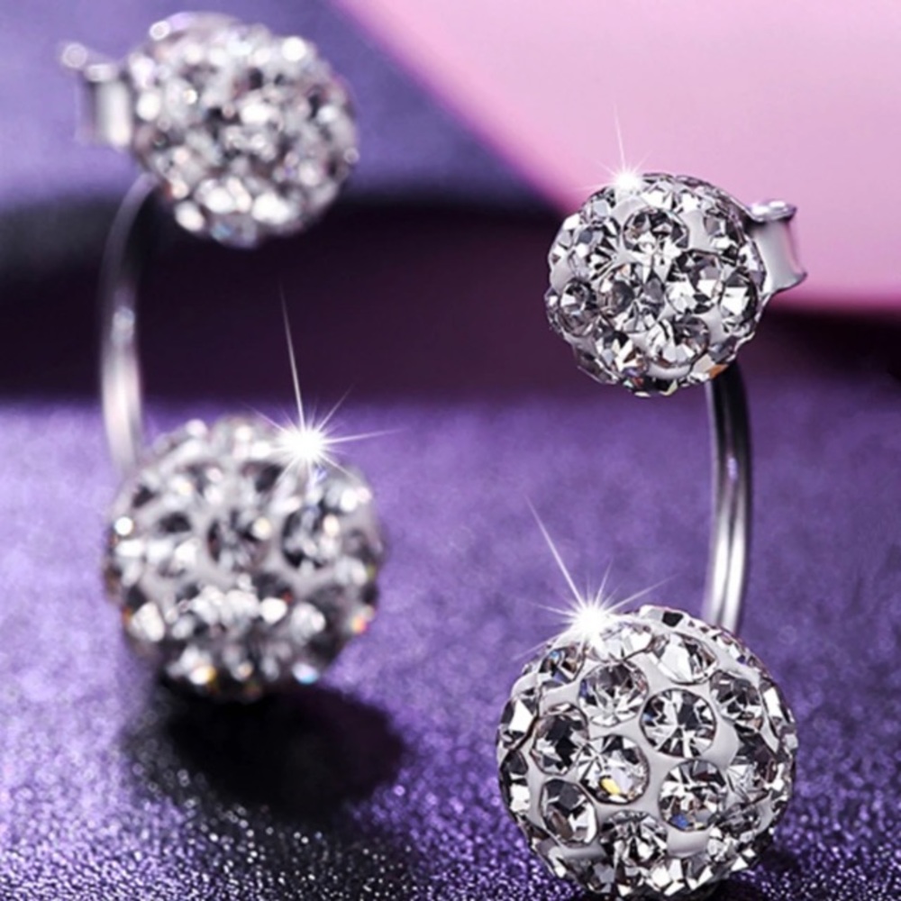 Last one! Crystal double ball earrings - Picture 3 of 6
